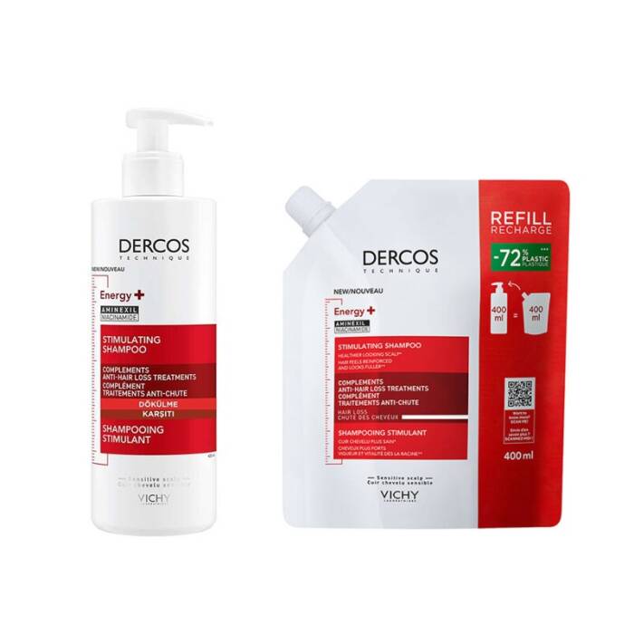 Vichy Dercos Energisant Dökülme Karşıtı Bakım Şampuanı 400 ml + Refill 390 ml - 1