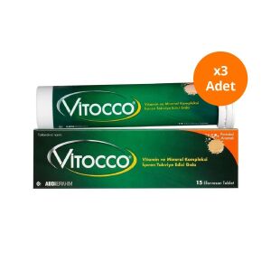 Vitocco Vitamin Mineral İçeren Takviye Edici Gıda 15 Efervesan Tablet x3 Adet - Vitocco