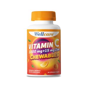 Wellcare Vitamin C 1000 mg + 15 mg Çinko 60 Çiğneme Tableti - Wellcare