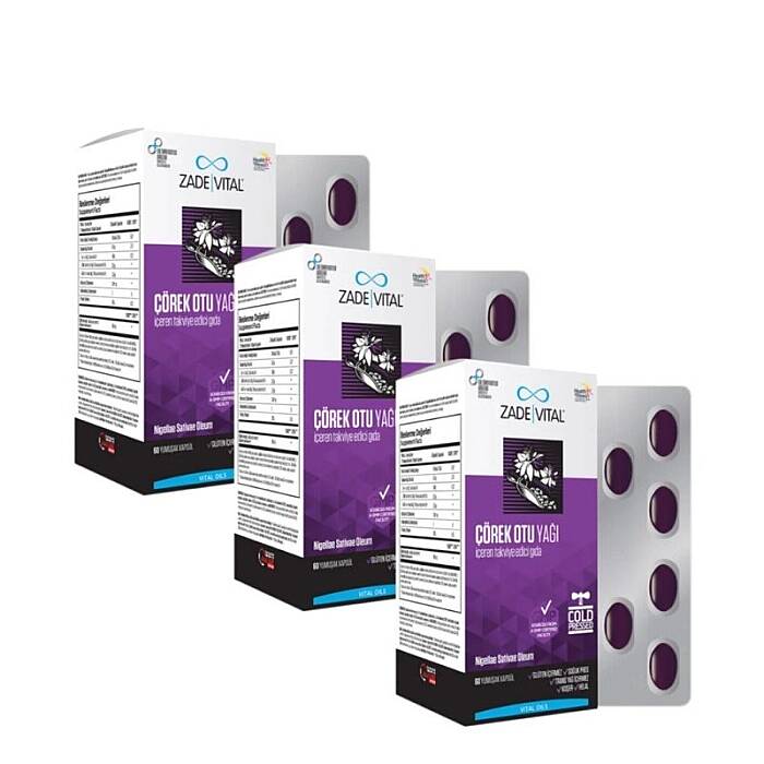 Zade Vital Çörek Otu Yağı 60 Yumuşak Kapsül üçlü set - 1