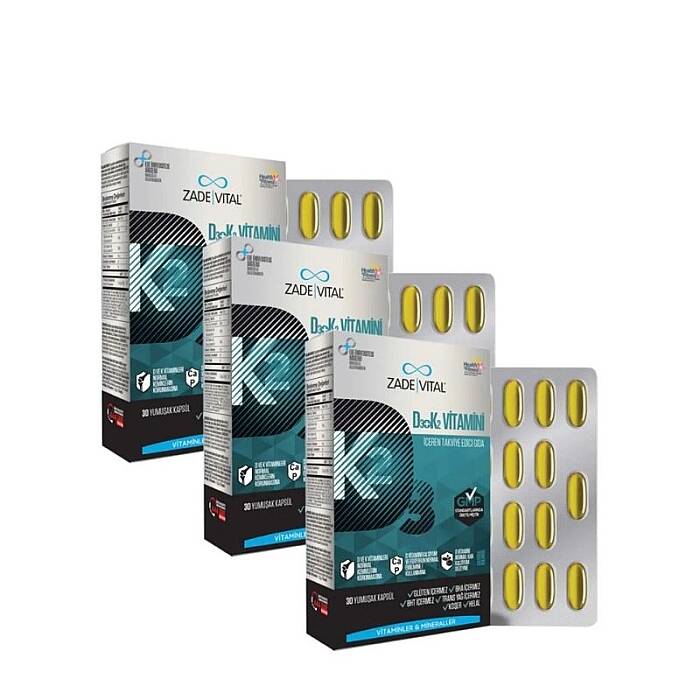Zade Vital D3+k2 Vitamini 30 Kapsül 3'lü Set - 1