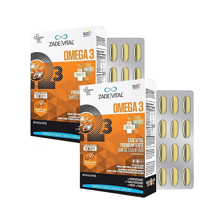 Zade Vital Omega 3 Forte Balık Yağı 40 Yumuşak Kapsül 2'li Set - 1