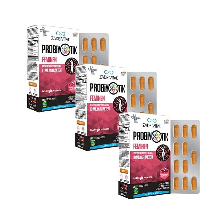 Zade Vital Probiyotik Feminen 90 Kapsül 3'lü Set - 1